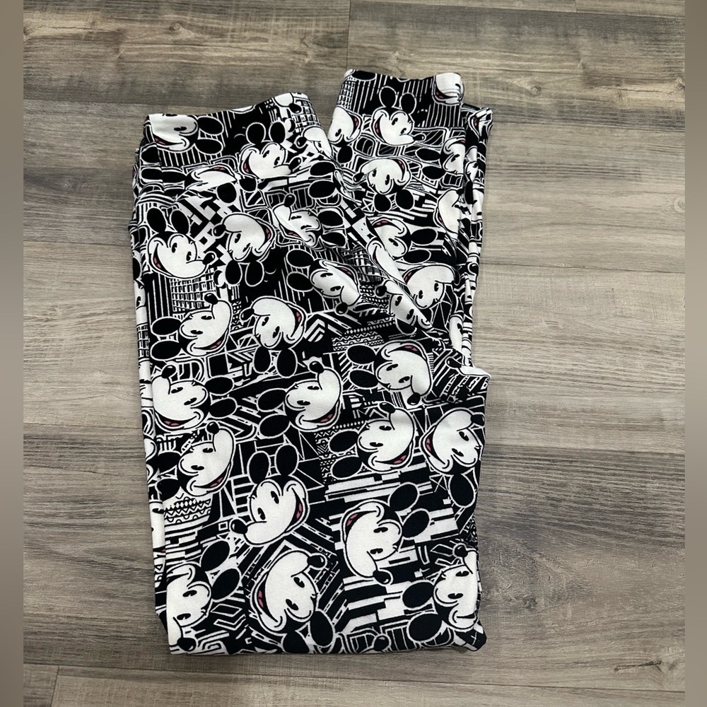 LuLaRoe Black and White Mickey Mouse Print Pants